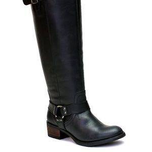 BLACK Alamo EXTRA Wide-Calf Leather Boot